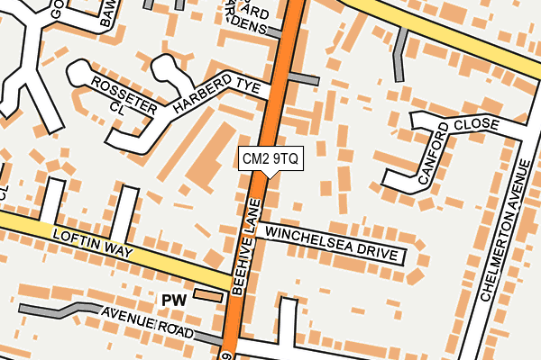 CM2 9TQ map - OS OpenMap – Local (Ordnance Survey)