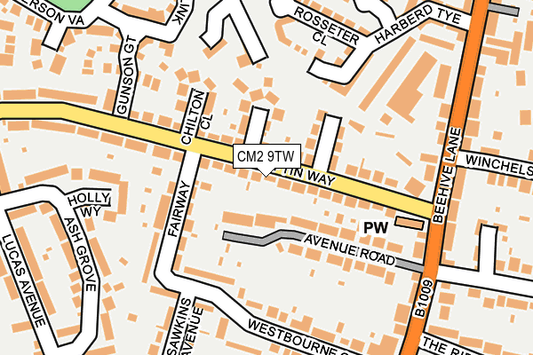 CM2 9TW map - OS OpenMap – Local (Ordnance Survey)