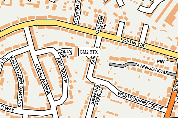CM2 9TX map - OS OpenMap – Local (Ordnance Survey)