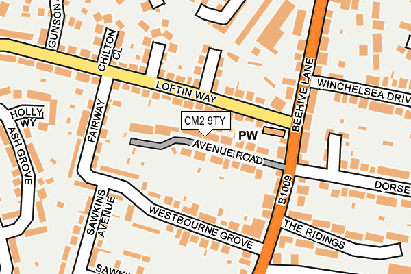 CM2 9TY map - OS OpenMap – Local (Ordnance Survey)