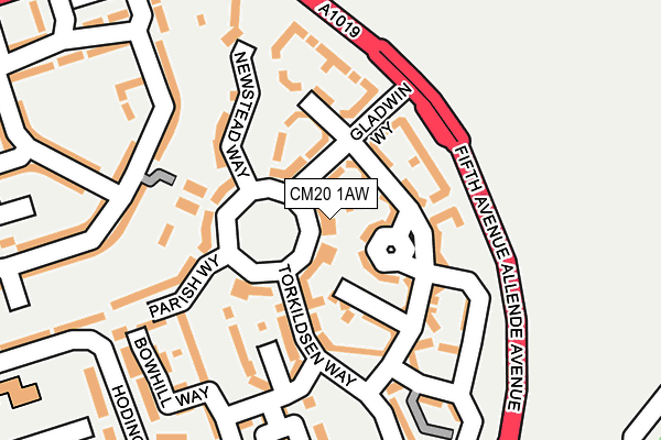 CM20 1AW map - OS OpenMap – Local (Ordnance Survey)