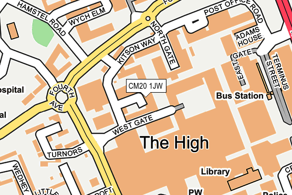 CM20 1JW map - OS OpenMap – Local (Ordnance Survey)