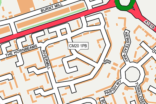 CM20 1PB map - OS OpenMap – Local (Ordnance Survey)