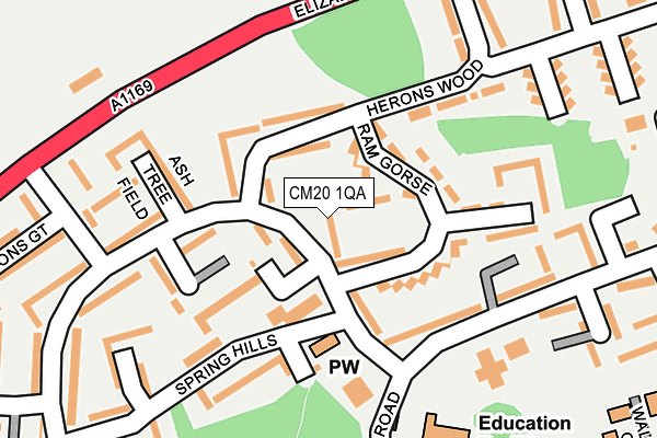 CM20 1QA map - OS OpenMap – Local (Ordnance Survey)