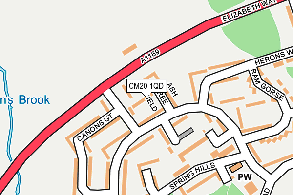 CM20 1QD map - OS OpenMap – Local (Ordnance Survey)