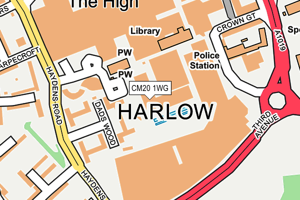 CM20 1WG map - OS OpenMap – Local (Ordnance Survey)