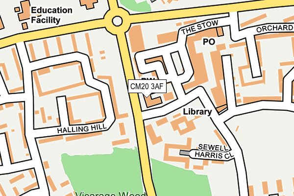 CM20 3AF map - OS OpenMap – Local (Ordnance Survey)