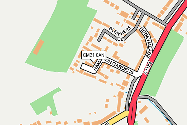 CM21 0AN map - OS OpenMap – Local (Ordnance Survey)