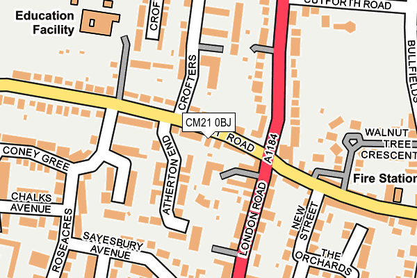 CM21 0BJ map - OS OpenMap – Local (Ordnance Survey)