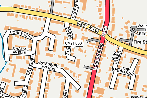 CM21 0BS map - OS OpenMap – Local (Ordnance Survey)
