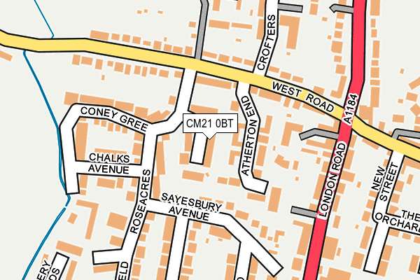 CM21 0BT map - OS OpenMap – Local (Ordnance Survey)