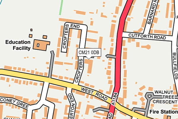 CM21 0DB map - OS OpenMap – Local (Ordnance Survey)