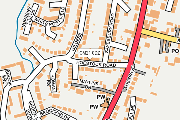 CM21 0DZ map - OS OpenMap – Local (Ordnance Survey)
