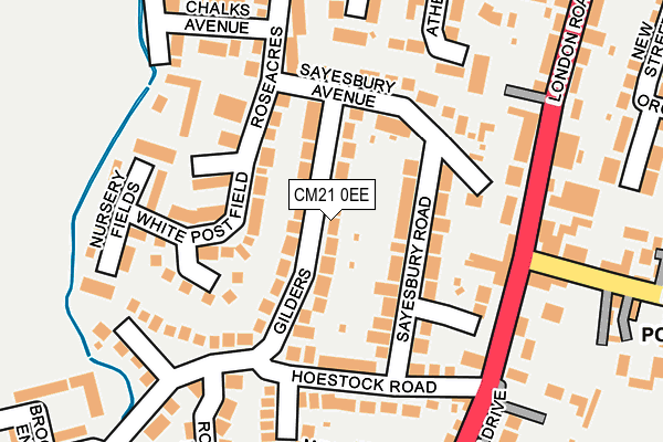 CM21 0EE map - OS OpenMap – Local (Ordnance Survey)
