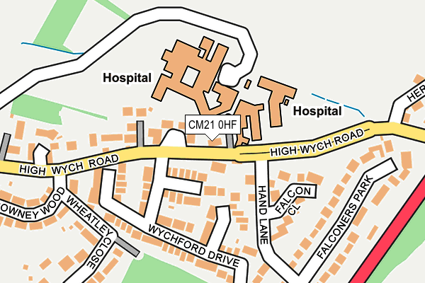 CM21 0HF map - OS OpenMap – Local (Ordnance Survey)