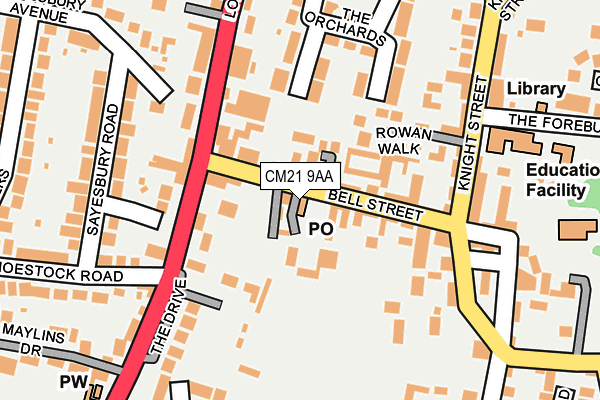 CM21 9AA map - OS OpenMap – Local (Ordnance Survey)