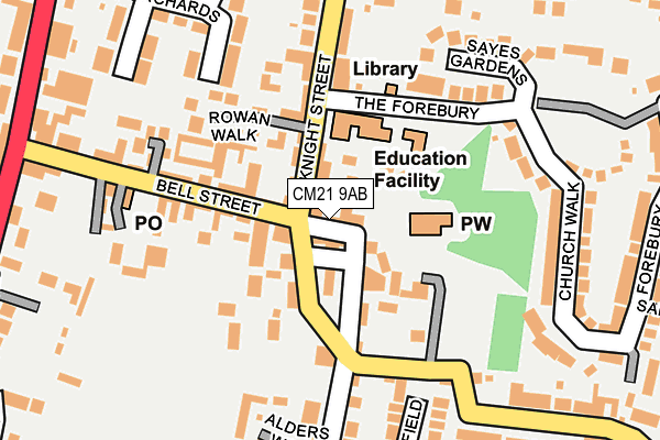 CM21 9AB map - OS OpenMap – Local (Ordnance Survey)