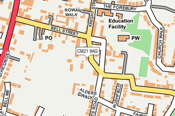 CM21 9AG map - OS OpenMap – Local (Ordnance Survey)
