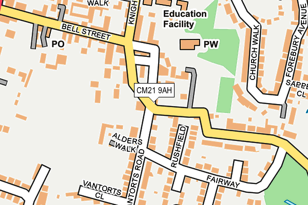 CM21 9AH map - OS OpenMap – Local (Ordnance Survey)