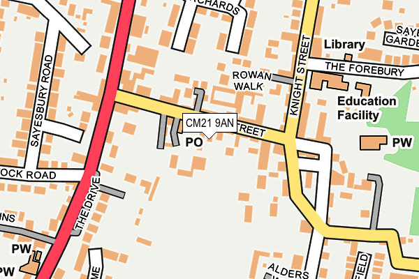 CM21 9AN map - OS OpenMap – Local (Ordnance Survey)