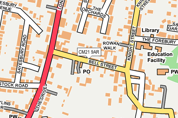 CM21 9AR map - OS OpenMap – Local (Ordnance Survey)