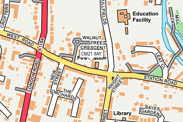 CM21 9AY map - OS OpenMap – Local (Ordnance Survey)