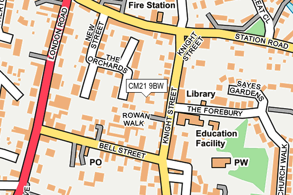 CM21 9BW map - OS OpenMap – Local (Ordnance Survey)