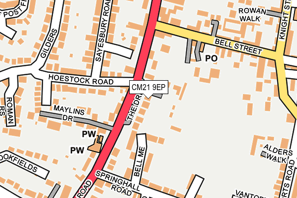 CM21 9EP map - OS OpenMap – Local (Ordnance Survey)