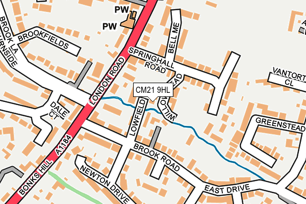 CM21 9HL map - OS OpenMap – Local (Ordnance Survey)