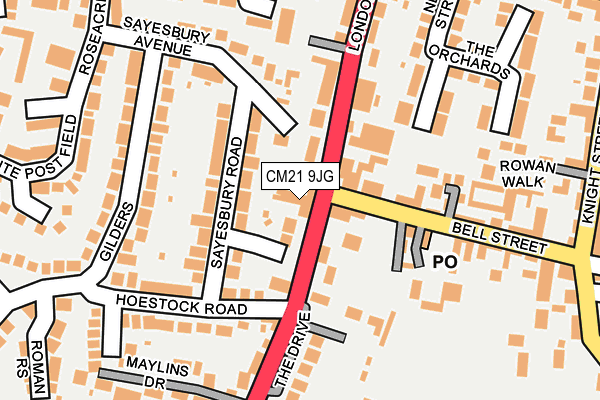 CM21 9JG map - OS OpenMap – Local (Ordnance Survey)