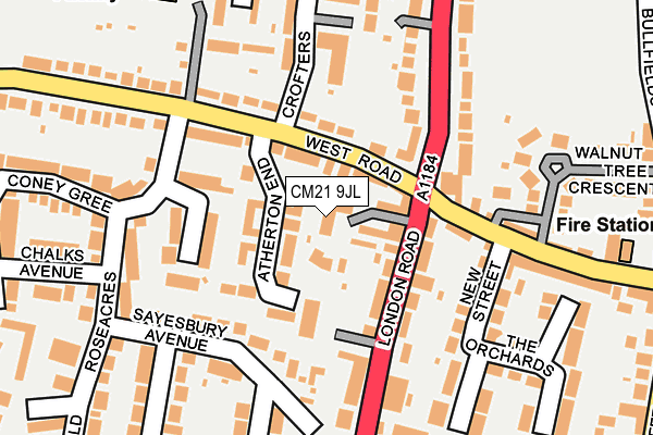 CM21 9JL map - OS OpenMap – Local (Ordnance Survey)