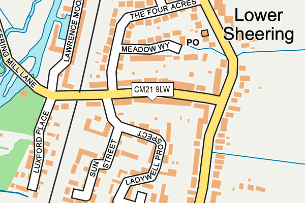 CM21 9LW map - OS OpenMap – Local (Ordnance Survey)