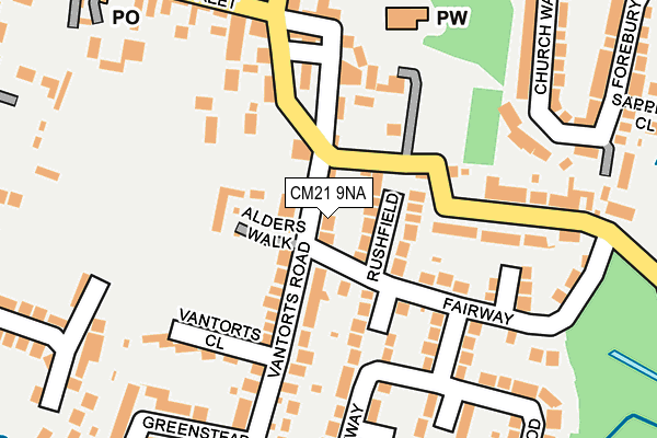 CM21 9NA map - OS OpenMap – Local (Ordnance Survey)