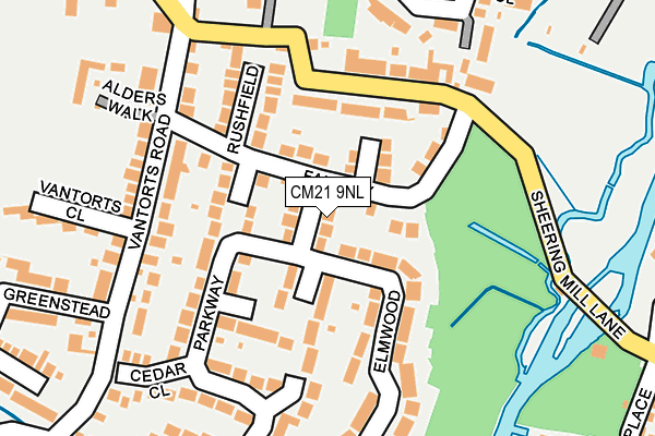 CM21 9NL map - OS OpenMap – Local (Ordnance Survey)