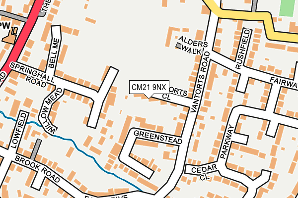 CM21 9NX map - OS OpenMap – Local (Ordnance Survey)