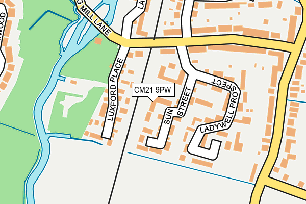 CM21 9PW map - OS OpenMap – Local (Ordnance Survey)