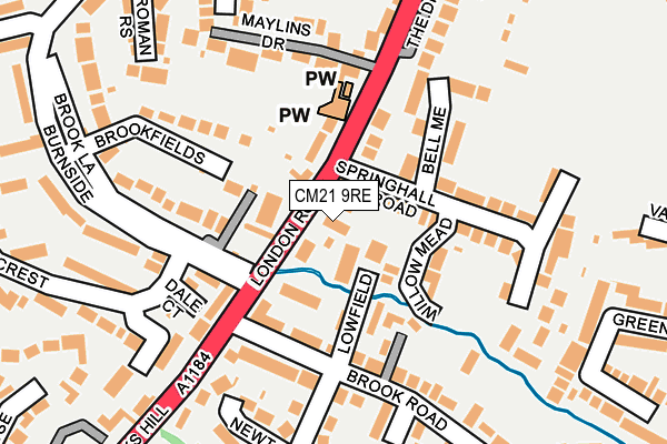 CM21 9RE map - OS OpenMap – Local (Ordnance Survey)