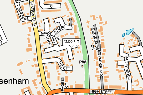 CM22 6LT map - OS OpenMap – Local (Ordnance Survey)