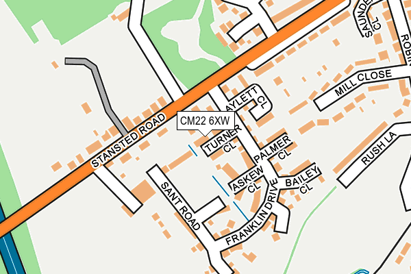 CM22 6XW map - OS OpenMap – Local (Ordnance Survey)