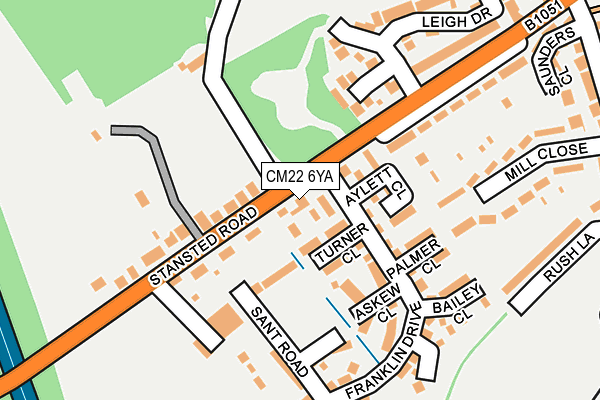 CM22 6YA map - OS OpenMap – Local (Ordnance Survey)