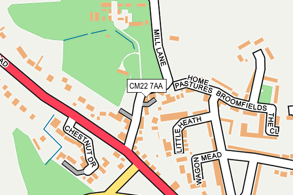 CM22 7AA map - OS OpenMap – Local (Ordnance Survey)