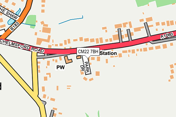 CM22 7BH map - OS OpenMap – Local (Ordnance Survey)