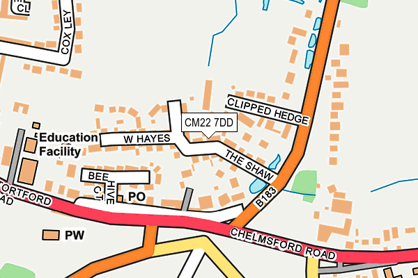 CM22 7DD map - OS OpenMap – Local (Ordnance Survey)