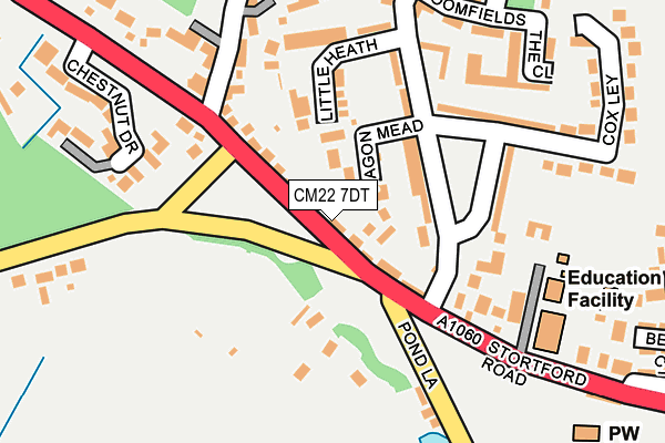 CM22 7DT map - OS OpenMap – Local (Ordnance Survey)