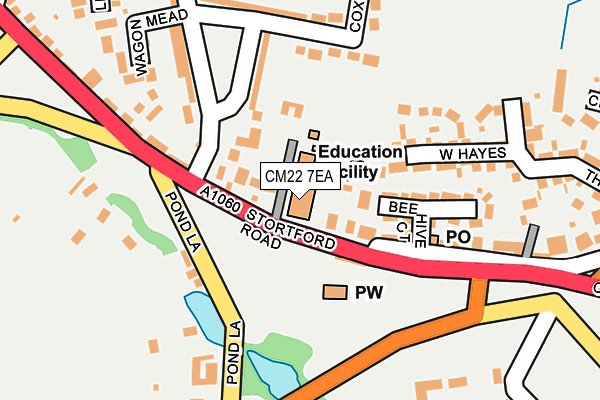 CM22 7EA map - OS OpenMap – Local (Ordnance Survey)