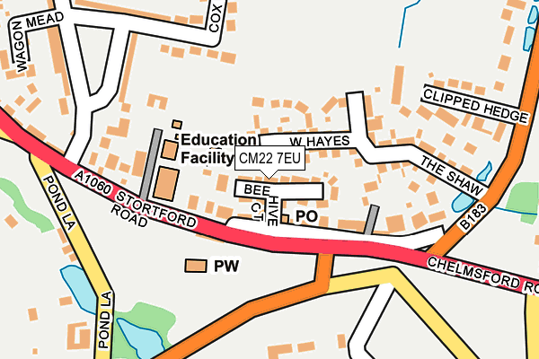 CM22 7EU map - OS OpenMap – Local (Ordnance Survey)