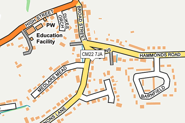 CM22 7JA map - OS OpenMap – Local (Ordnance Survey)