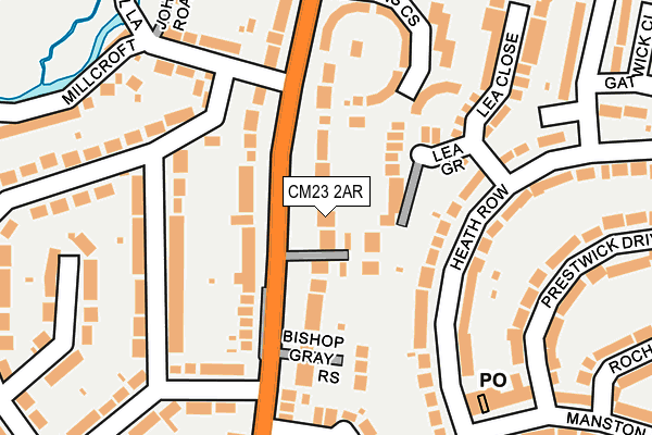 CM23 2AR map - OS OpenMap – Local (Ordnance Survey)