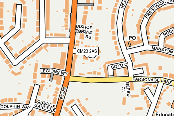 CM23 2AS map - OS OpenMap – Local (Ordnance Survey)