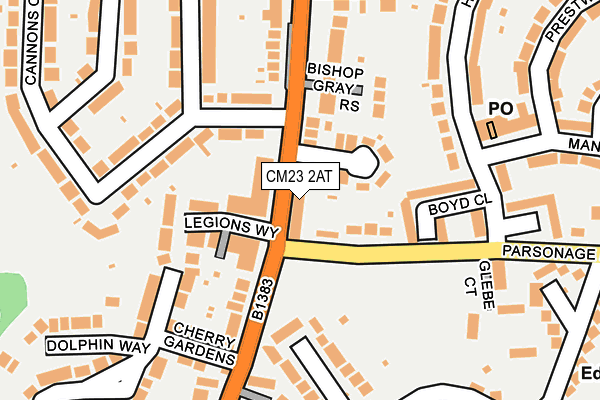 CM23 2AT map - OS OpenMap – Local (Ordnance Survey)